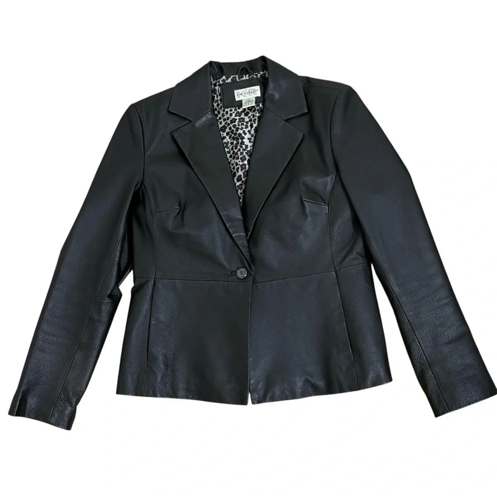Vintage 90s Y2K Leather Jacket goth Whimsigoth minimalist grunge emo punk S - Picture 6 of 16